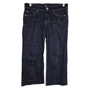 7 SEVEN FOR ALL MANKIND WOMENS SZ 26 DOJO CROP CAPRI PANTS JEANS BLUE DARK WASH